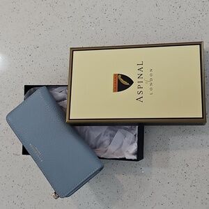 Aspinal Of London,Mayfair Wallet, Sky Blue Pebble
